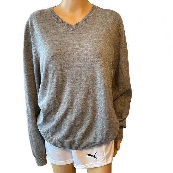 Apt.9 Merino Wool Blend V Neck Pullover Gray Cozy Sweater Unisex Adult Size L - Picture 1 of 5